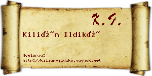Kilián Ildikó névjegykártya